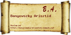 Benyovszky Arisztid névjegykártya